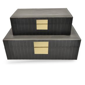 Cj-De-Caixas-Decorativas-Em-Couro-Sintetico-Preto-2Pcs