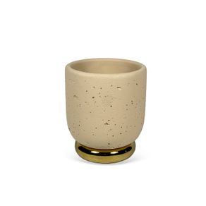 Vaso-Decorativo-Em-Ceramica-Texturizado-Bege-Detalhe-Dourado