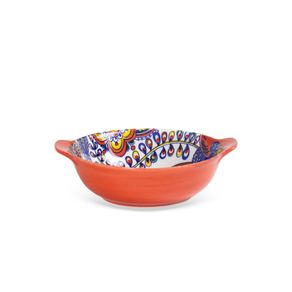 Bowl-Em-Ceramica-Vermelho-Com-Desenho-Floral-Interno