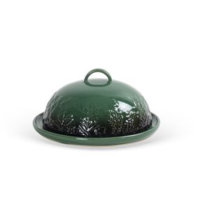 Pote-Para-Queijo-Em-Ceramica-Com-Relevos-Florais-Verde-Degrade