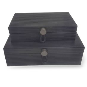 Cj-De-Caixas-Decorativas-Em-Couro-Sintetico-Preto-2Pcs