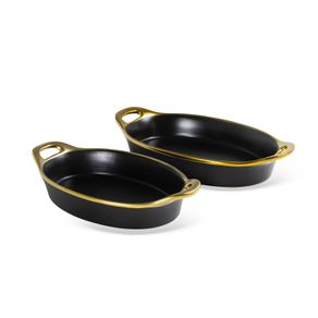 Cj-De-Travessas-Oval-Em-Ceramica-Com-Alca-Preta-Com-Detalhe-Dourado-2Pcs