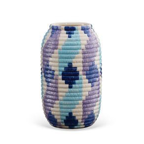Vaso-Decorativo-Em-Ceramica-Texturizado-Azul-E-Roxo