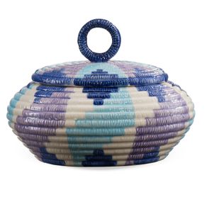 Pote-Decorativo-Em-Ceramica-Texturizado-Azul-E-Roxo