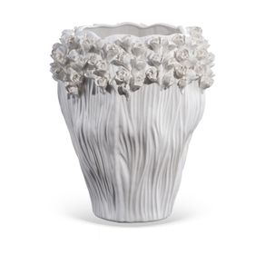 Vaso-Decorativo-Com-Relevos-Flores-Em-Ceramica-Branco