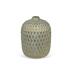 Vaso-Decorativo-Em-Ceramica-Relevos-Dourado
