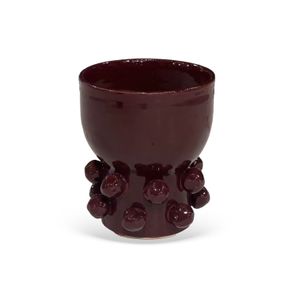 Vaso-Decorativo-Em-Ceramica-Detalhes-Esfera-Mesclado-Bordo-E-Bege