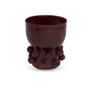 Vaso-Decorativo-Em-Ceramica-Detalhes-Esfera-Mesclado-Bordo-E-Bege