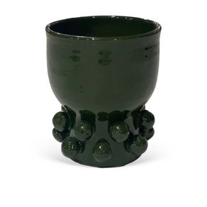 Vaso-Decorativo-Em-Ceramica-Detalhes-Esfera-Mesclado-Verde-E-Bege