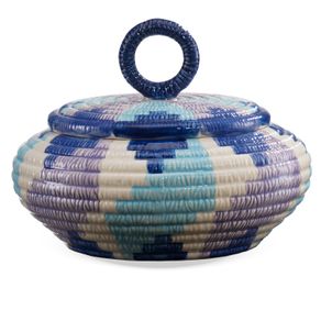 Pote-Decorativo-Em-Ceramica-Texturizado-Azul-E-Roxo