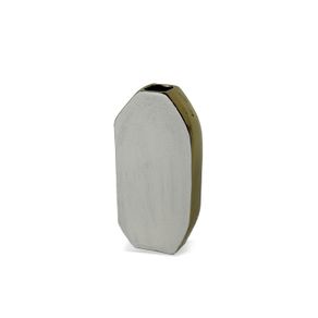 Vaso-Decorativo-Em-Ceramica-Formas-Branco-E-Dourado