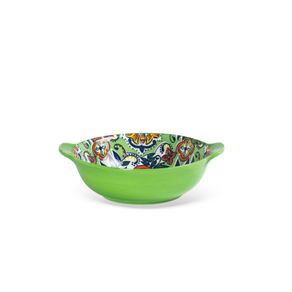 Bowl-Em-Ceramica-Verde-Com-Desenho-Floral-Interno