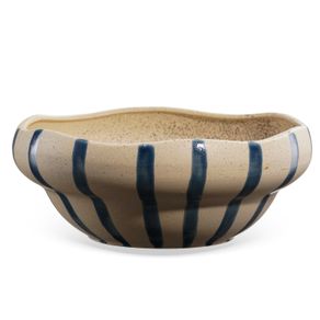 Centro-De-Mesa-Em-Ceramica-Listrado-Bege-E-Azul